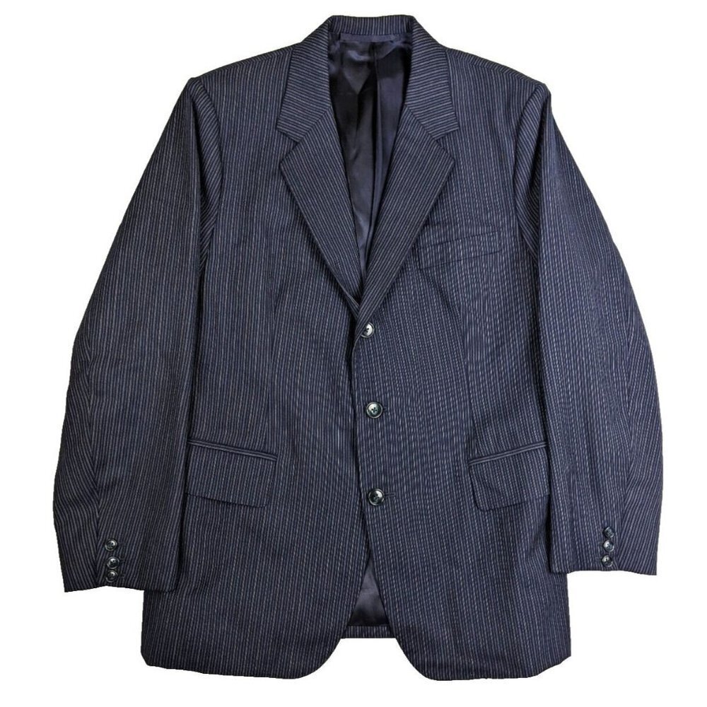 VINTAGE MEN'S BLUE PINSTRIPE SPORT COAT BLAZER JACKET - SIZE 40R